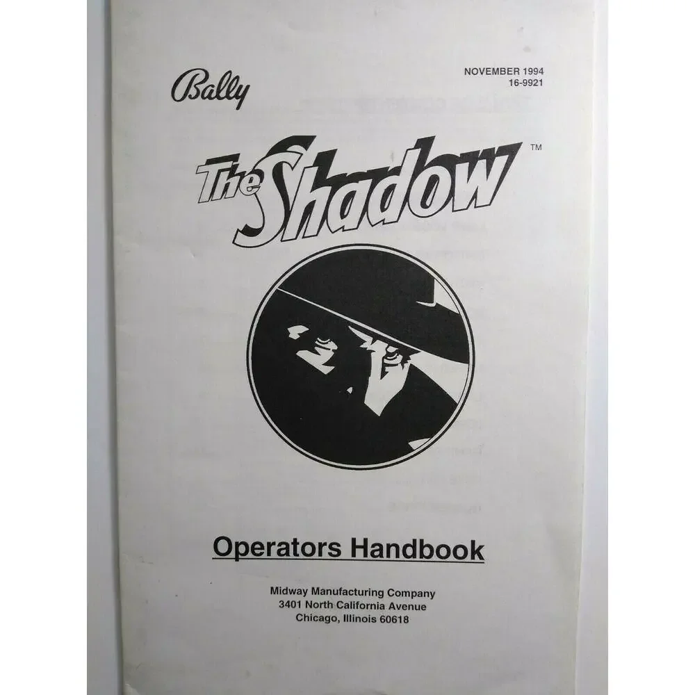 The Shadow Pinball Machine Handbook Original 1994 Game Mini Booklet UNUSED